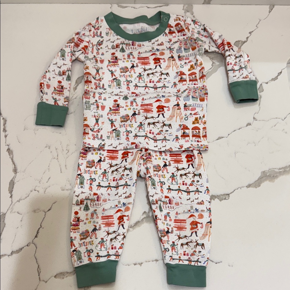 LAKE Christmas Print 2 Piece Pajama Set 12-18M